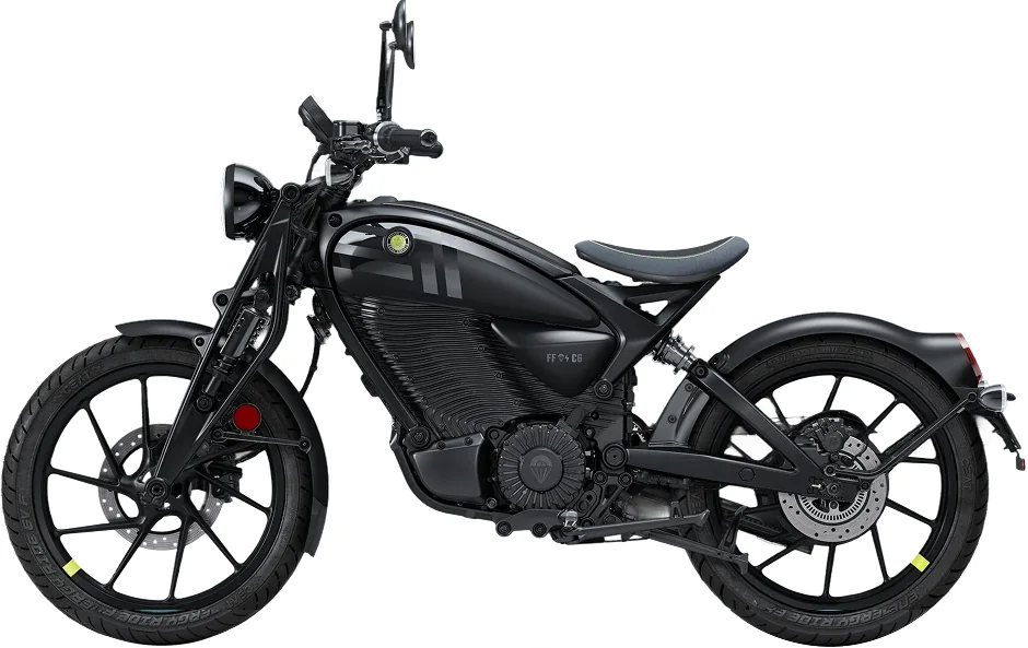 Left side profile of the Flying Flea C6 in Storm Black with a matte frame and grey seat
